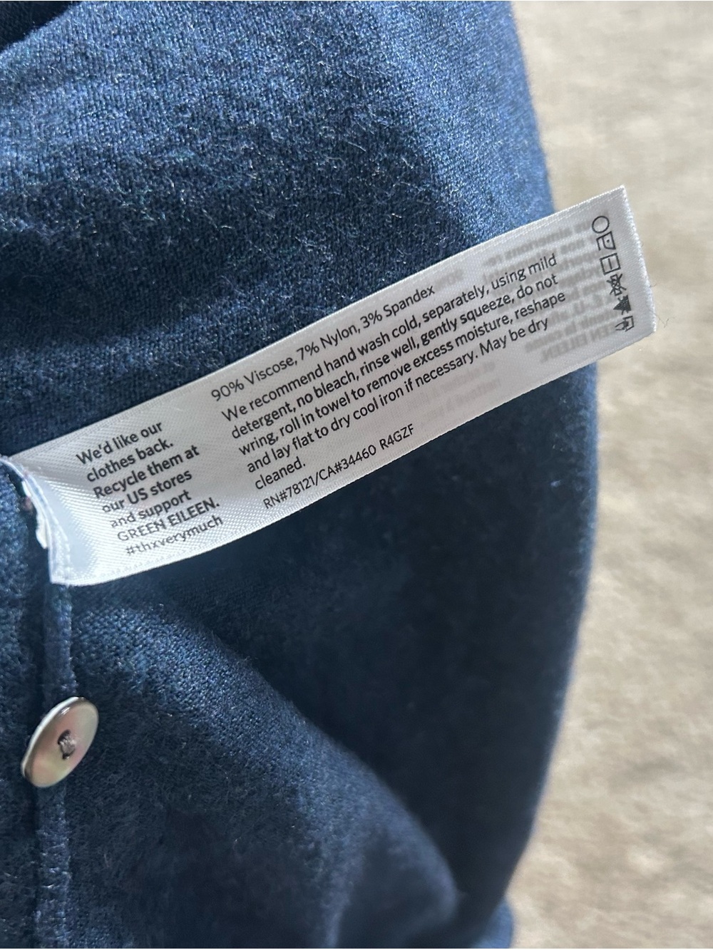 NEW Eileen Fisher Indigo Button Front Hooded Knit Blouse Sz M - Picture 5 of 5